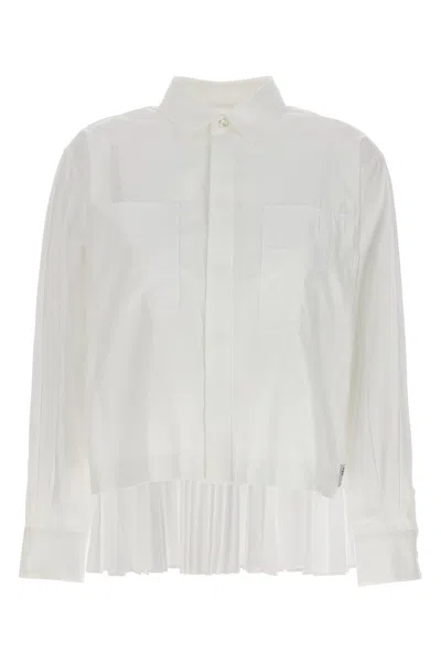 Shop Sacai Women Pleated Back Shirt In White