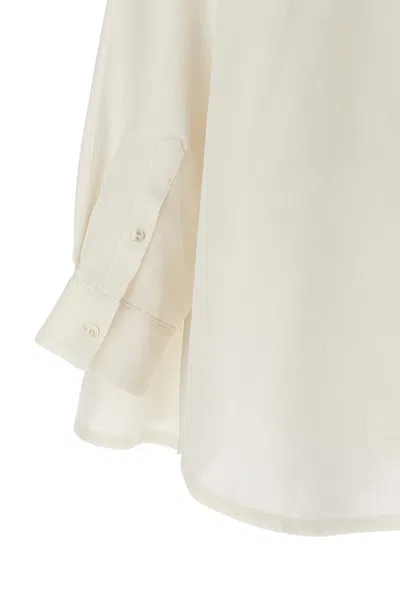 Shop Sacai Women Overlapping Shirt Silk Dress In White
