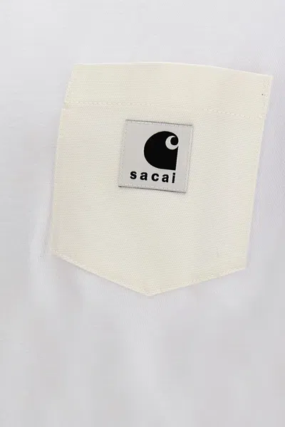 Shop Sacai Women T-shirt  X Carhartt Wip In White