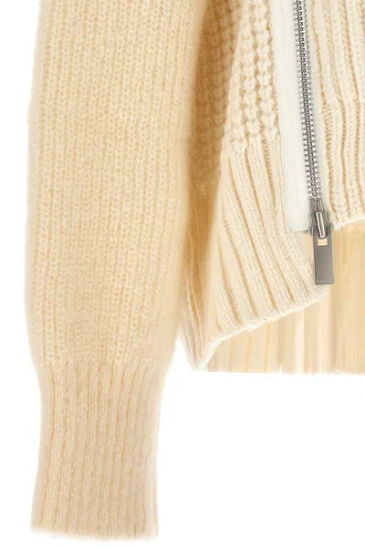 Shop Sacai Women Zip Detail Sweater In White