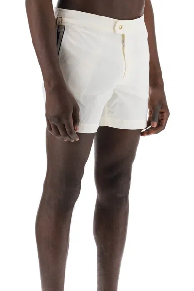 Shop Tom Ford "contrast Piping Sea Bermuda Shorts Men In White