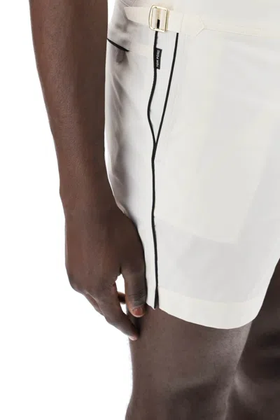 Shop Tom Ford "contrast Piping Sea Bermuda Shorts Men In White