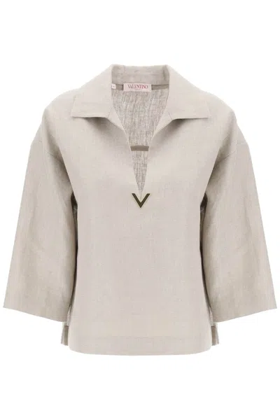 Shop Valentino Garavani Linen Canvas Tunic Garment For Women In Cream