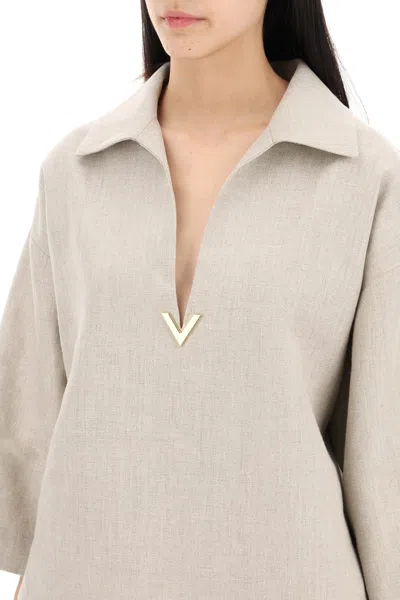 Shop Valentino Garavani Linen Canvas Tunic Garment For Women In Cream