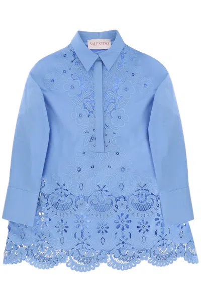 Shop Valentino Garavani Sangallo Lace Chemisier Dress Women In Blue