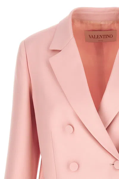 Shop Valentino Garavani Women Double-breasted Blazer In Pink