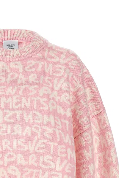 Shop Vetements Women 'graffiti Monogram' Sweater In Pink