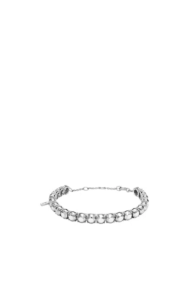 Shop Diesel Sterling Silver Diamond Cut Bracelet In Argento