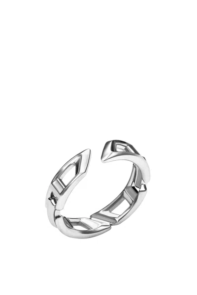 Shop Diesel D Logo Sterling Silver Band Ring In Argento