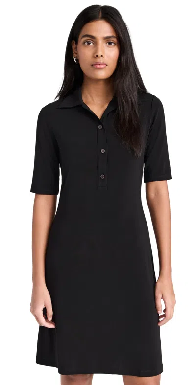 Shop Vince Elbow Sleeve Polo Dress Black
