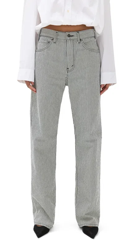 Shop Nili Lotan Mitchell Jeans White/indigo Hickory Stripe