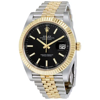 Shop Rolex Datejust Automatic Chronometer Black Dial Men's Watch 126333 Bksj In Two Tone  / Black / Gold / Gold Tone / Yellow