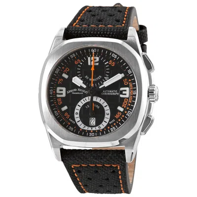 Shop Armand Nicolet Jh9 Chronograph Automatic Black Dial Men's Watch A668haa-no-p0668no8 In Black / Orange