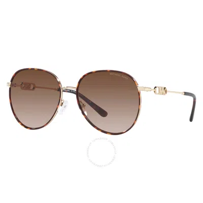 Shop Michael Kors Empire Aviator Brown Gradient Pilot Ladies Sunglasses Mk1128j 101413 58 In Brown / Dark / Gold / Tortoise