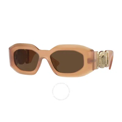 Shop Versace Brown Irregular Men's Sunglasses Ve4425u 546773 54 In Beige / Brown
