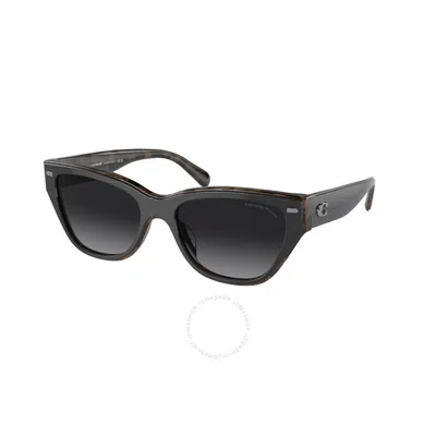 Shop Coach Polarized Grey Gradient Cat Eye Ladies Sunglasses Hc8370f 5764t3 56 In Black / Dark / Grey / Tortoise