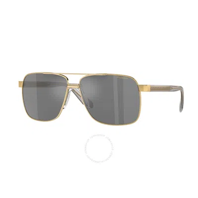 Versace Ve 2174 1252t3 Navigator Polarized Sunglasses In Dark / Gold / Grey / Silver