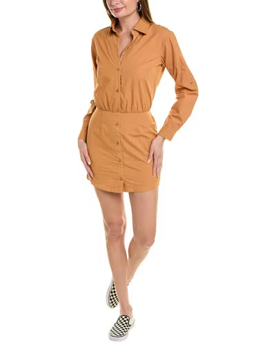 Monrow Poplin Easy Shirtdress In Brown