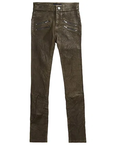 Shop Paige Edgemont Leather Pant In Green