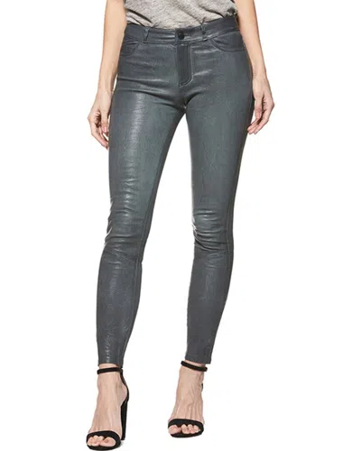 Shop Paige Hoxton Stretch Leather Pant In Grey