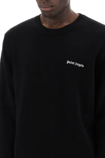 Shop Palm Angels Embroidered Logo Pullover In Black