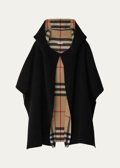 Shop Burberry Catherine Hooded Cashmere Cape In Black Archive Bei