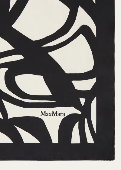 Shop Max Mara Carre Silk Square Scarf In 014 Ivory Abstrac