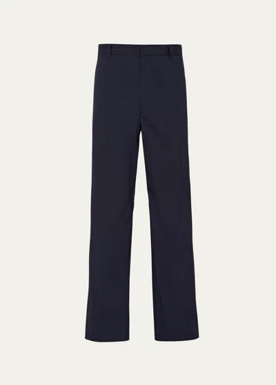 Shop Prada Men's Stretch Poplin Pants In Blu