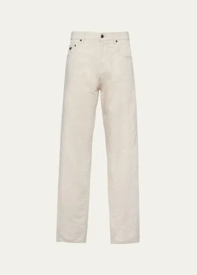 Shop Prada Men's 5-pocket Chambray Jeans In Natural