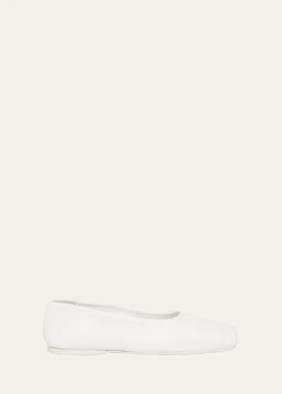 Shop Marni Dancer Leather Bow Ballerina Flats In Lily White