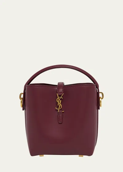 Shop Saint Laurent Le 37 Mini Ysl Bucket Bag In Smooth Leather In New Dark Bordeaux