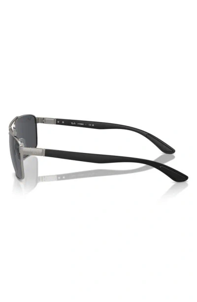 Ray Ban 60mm Rectangular Sunglasses In Dark Grey