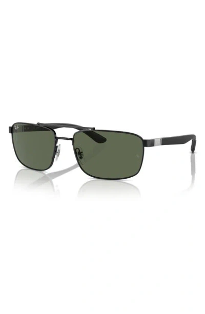 Ray Ban 60mm Rectangular Sunglasses In Black
