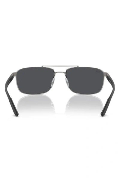 Ray Ban 60mm Rectangular Sunglasses In Dark Grey