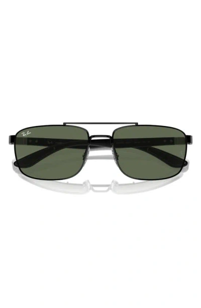 Ray Ban 60mm Rectangular Sunglasses In Black