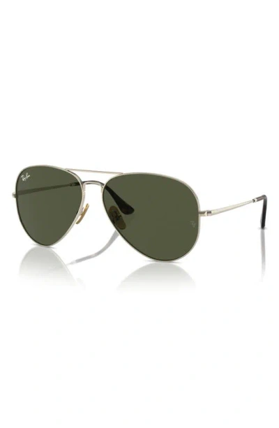 Ray Ban 58mm Aviator Sunglasses In Gold Flash