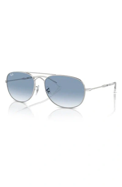 Ray Ban Bain Bridge 57mm Pillow Gradient Aviator Sunglasses In Silver