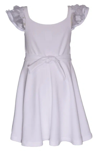 Shop Iris & Ivy Kids' 3d Floral Cap Sleeve Skater Dress In White