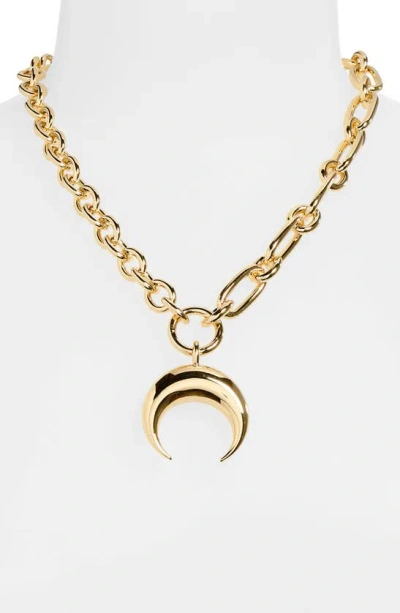 Shop Marine Serre Moon Charms Pendant Necklace In Gold