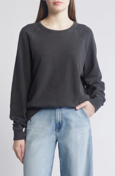 Shop The Great . College French Terry Sweatshirt In Washed Black