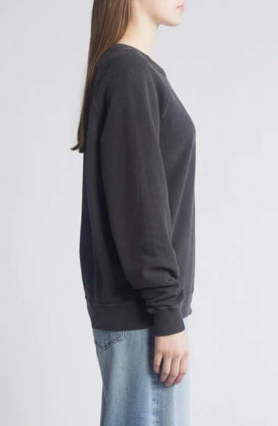 Shop The Great College French Terry Sweatshirt In Washed Black