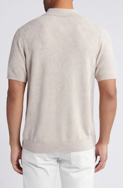 Shop Ted Baker Ventar Diagonal Diamond Polo Sweater In Stone