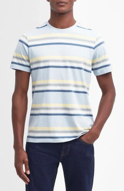 Shop Barbour Hamstead Stripe Cotton T-shirt In Niagara Mist