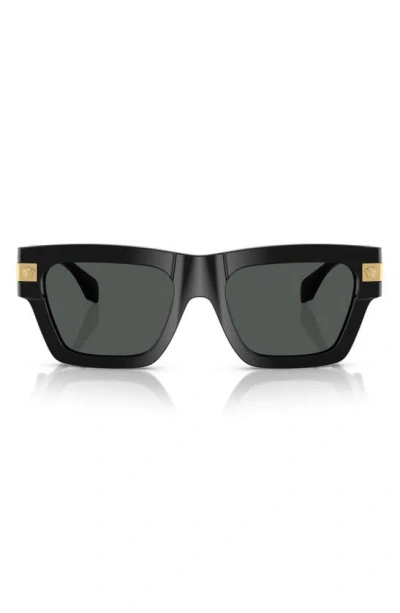 Shop Versace 52mm Rectangular Sunglasses In Black