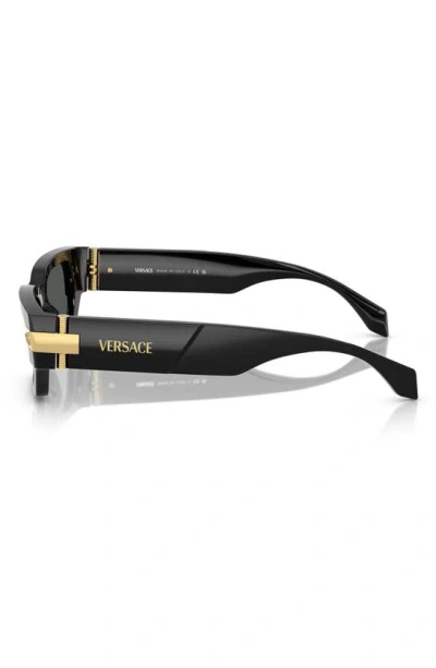 Versace 53mm Plaque Rectangular Sunglasses In Black
