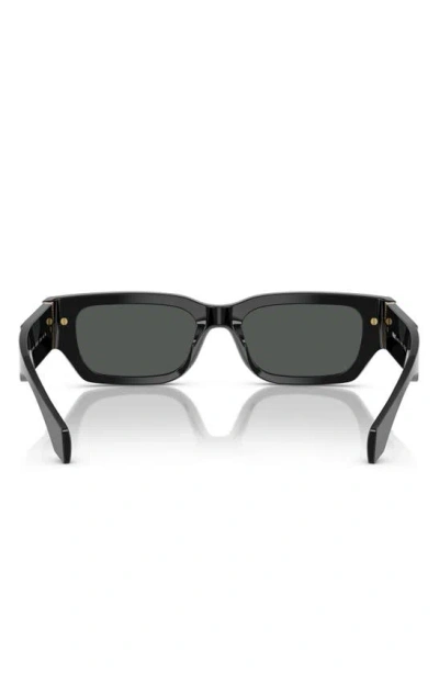Versace 53mm Plaque Rectangular Sunglasses In Black