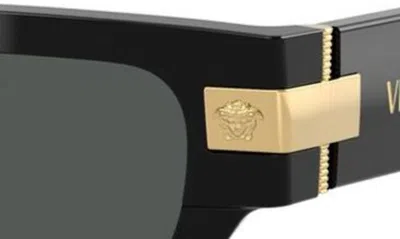 Versace 53mm Plaque Rectangular Sunglasses In Black