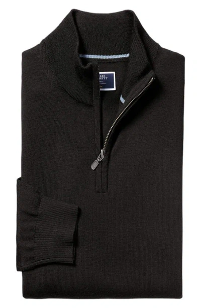 Shop Charles Tyrwhitt Merino Wool Quarter Zip Sweater In Black