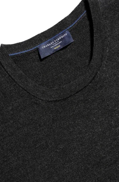 Shop Charles Tyrwhitt Merino Wool Crewneck Sweater In Dark Charcoal