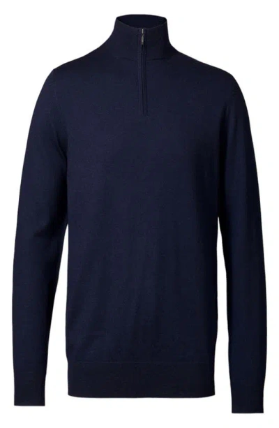 Shop Charles Tyrwhitt Merino Wool Quarter Zip Sweater In Navy